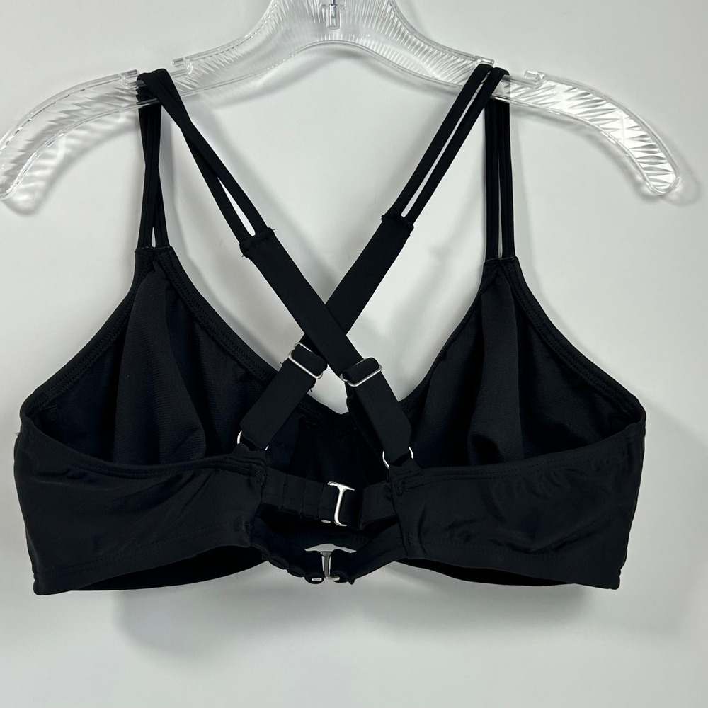 Coastal Blue Black Underwire Ruched Bikini Top 38B/C Adjustable Straps - Picture 2 of 10